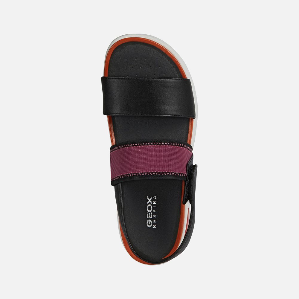 Geox Sandals Black/Orange Ottaya - Geox Womens Shoes - XZFIES280